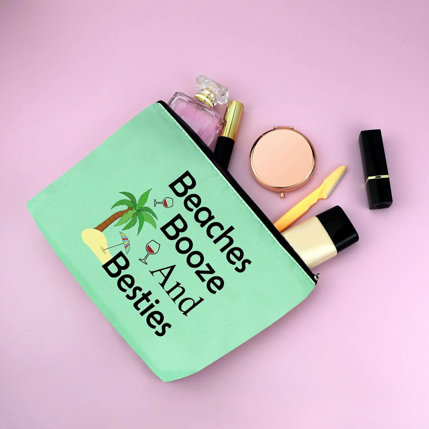 3Pcs Beach Lover Gifts Makeup Bag Beach Gifts for Women Funny Vacation Gifts Cosmetic Bag Beach Themed Gifts for Women Besties Birthday Christmas Graduation Gift for Beach Lover Travel Makeup Pouch