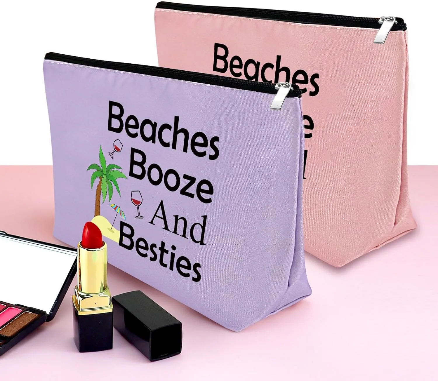 3Pcs Beach Lover Gifts Makeup Bag Beach Gifts for Women Funny Vacation Gifts Cosmetic Bag Beach Themed Gifts for Women Besties Birthday Christmas Graduation Gift for Beach Lover Travel Makeup Pouch