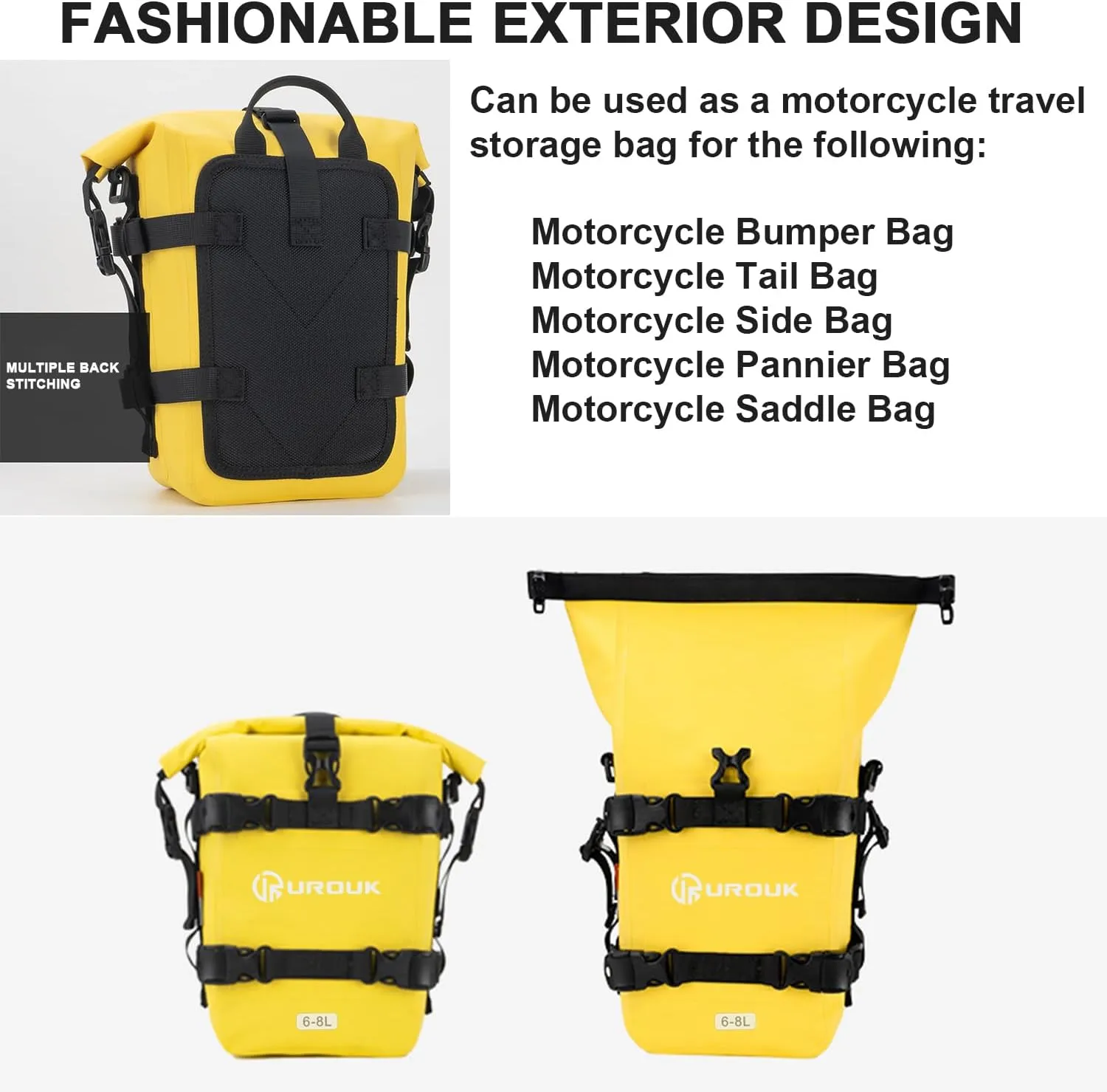 6-8L Waterproof Motorcycle Bumper Bag Motor Crash Bar Bag with Shoulder Strap - Essential Riding Gear for Motorcycles