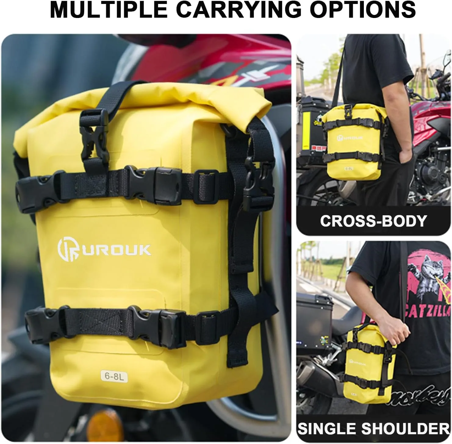 6-8L Waterproof Motorcycle Bumper Bag Motor Crash Bar Bag with Shoulder Strap - Essential Riding Gear for Motorcycles