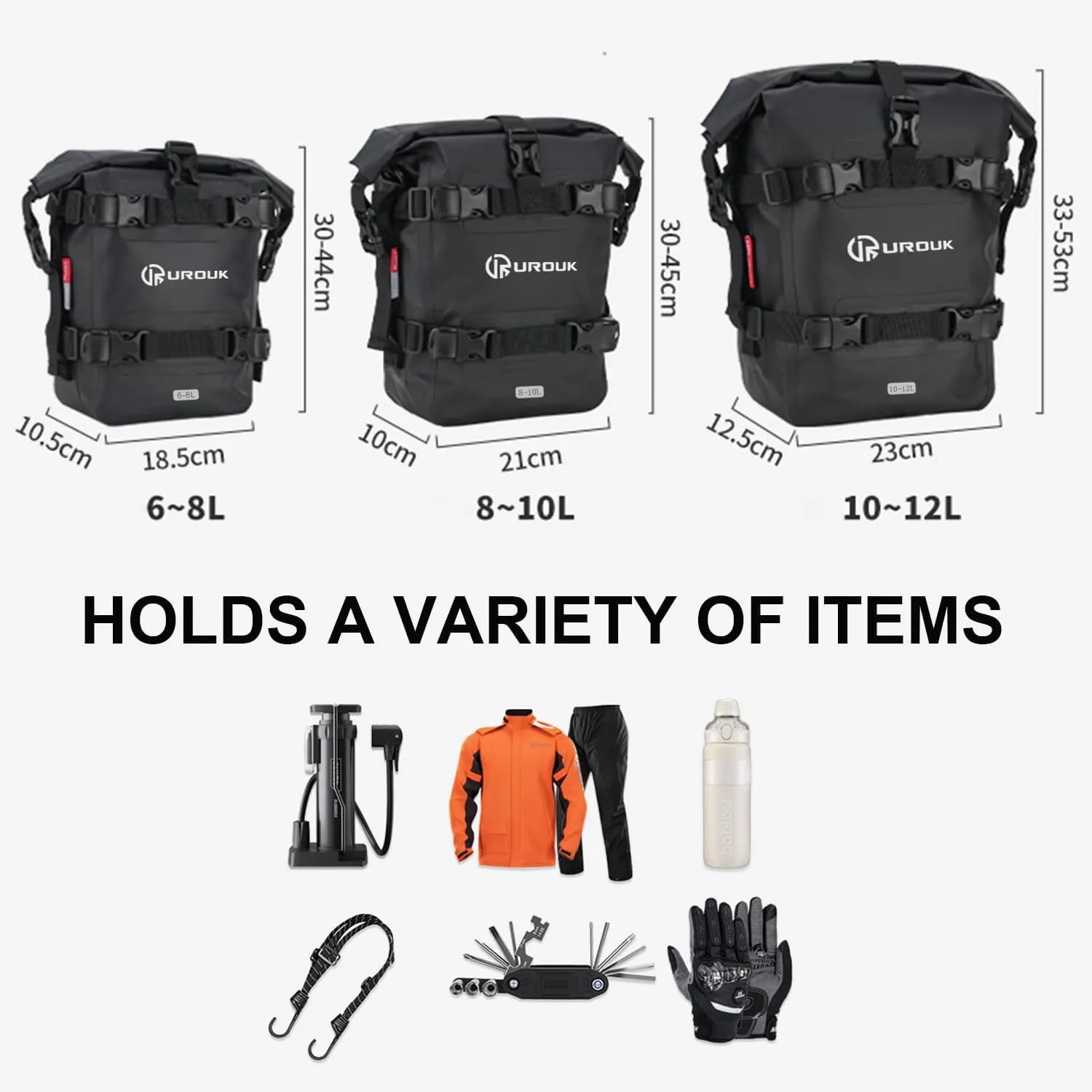 6-8L Waterproof Motorcycle Bumper Bag Motor Crash Bar Bag with Shoulder Strap - Essential Riding Gear for Motorcycles
