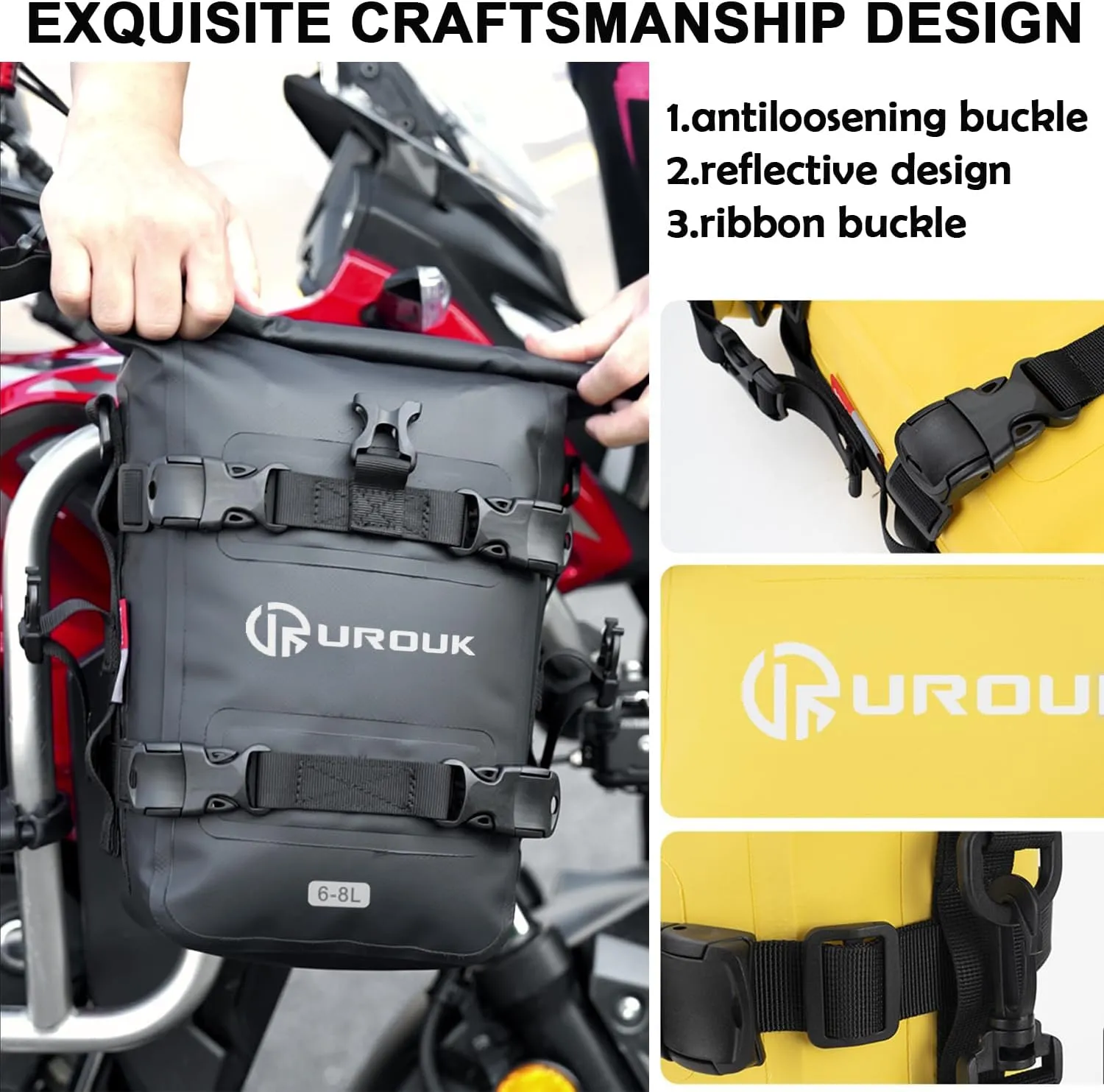 6-8L Waterproof Motorcycle Bumper Bag Motor Crash Bar Bag with Shoulder Strap - Essential Riding Gear for Motorcycles
