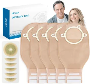 60pcs Ostomy Supplies Colostomy Bags, 2 Piece Colostomy Bags, Drainable Pouches with Closure for Ileostomy Stoma Care, Cut-to-Fit, 70mm Max (40 x Ostomy Bag   20 x Skin Barrier）