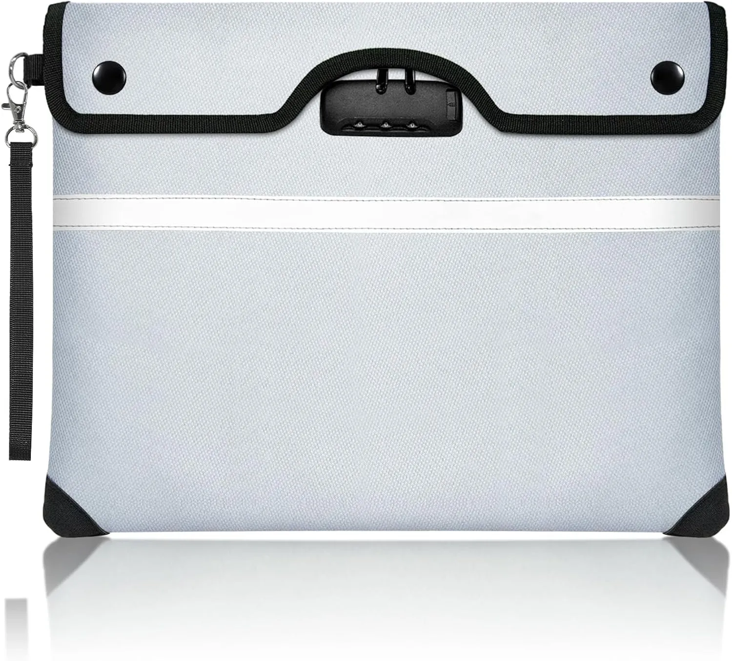6200°F Fireproof Document Bag with Lock, 15x 11.8 Inch Fire Proof Bag for Documents, Fire Proof Money Bags Envelope with Reflective Strip, Water Resistant Fireproof Pouch with Zipper Silver