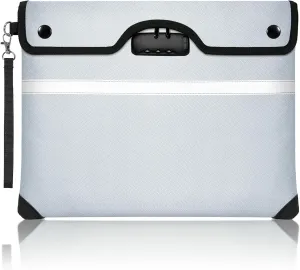 6200°F Fireproof Document Bag with Lock, 15x 11.8 Inch Fire Proof Bag for Documents, Fire Proof Money Bags Envelope with Reflective Strip, Water Resistant Fireproof Pouch with Zipper Silver