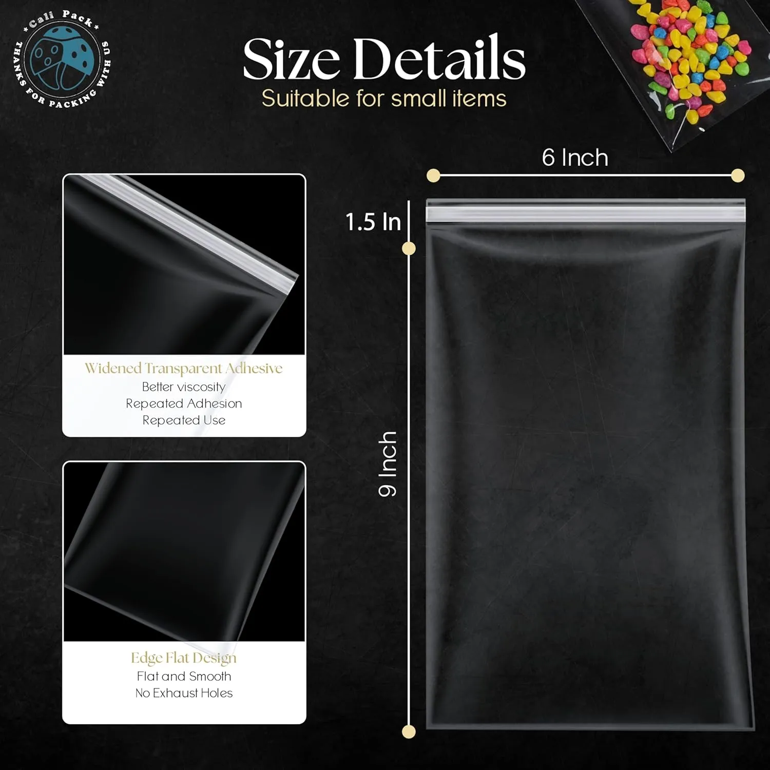 6" X 9" (1000 Pack) Cellophane Bags w/Adhesive Self Adhesive, Gift Wrap Cellophane Bags For Packaging Cookies, Treats, Sweets, Candy, Bakery, Art Prints, Photos, Envelopes, Cards