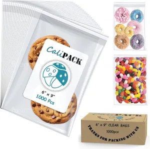 6" X 9" (1000 Pack) Cellophane Bags w/Adhesive Self Adhesive, Gift Wrap Cellophane Bags For Packaging Cookies, Treats, Sweets, Candy, Bakery, Art Prints, Photos, Envelopes, Cards