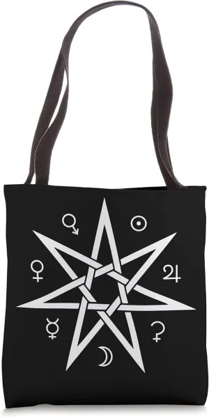 7 Pointed Heptagram Fairy Star With Planet Signs Tote Bag