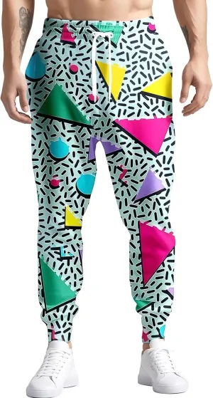 80s 90s Mens Joggers Pants Sports Funny Workout Running Printed Retro Sweatpants Casual Track Pants with Pockets
