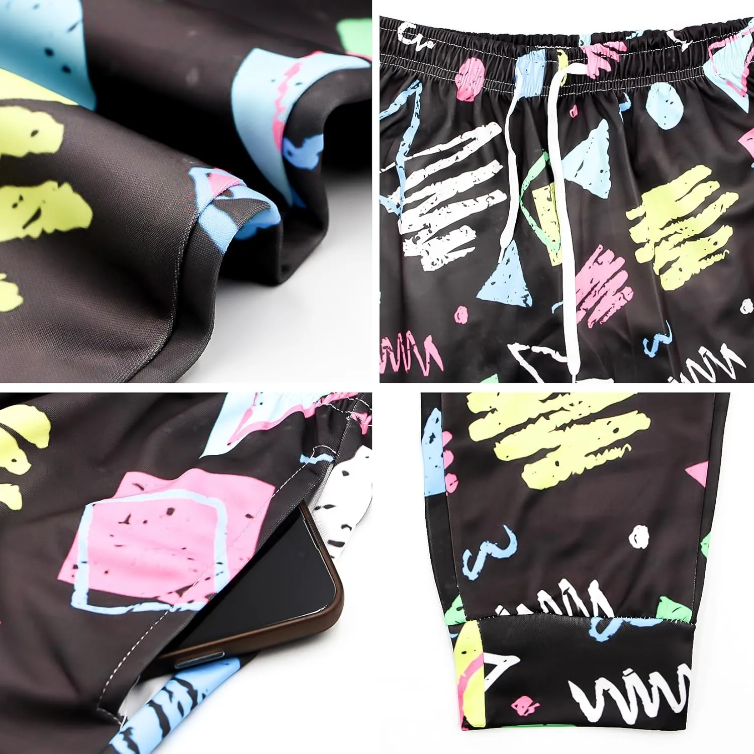 80s 90s Mens Joggers Pants Sports Funny Workout Running Printed Retro Sweatpants Casual Track Pants with Pockets
