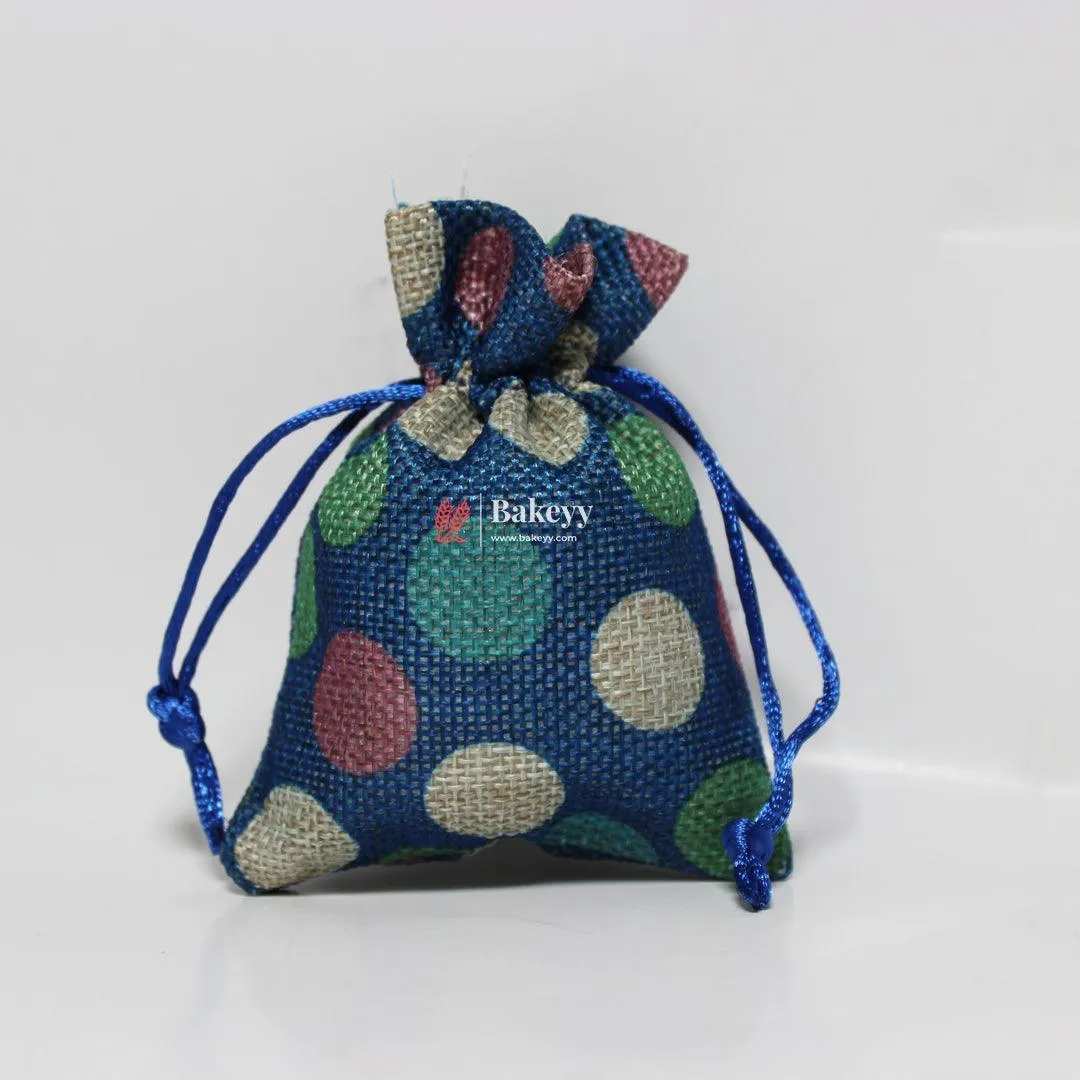 8x10 CM Dot Print | Printed Potli Jute Bag | Gift Return Gifts Bags |  Drawstring Bags | Pack Of 10