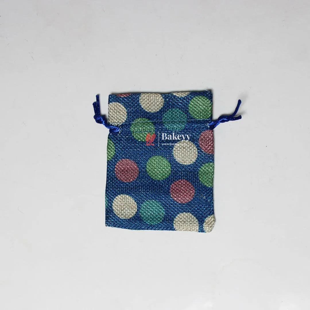 8x10 CM Dot Print | Printed Potli Jute Bag | Gift Return Gifts Bags |  Drawstring Bags | Pack Of 10