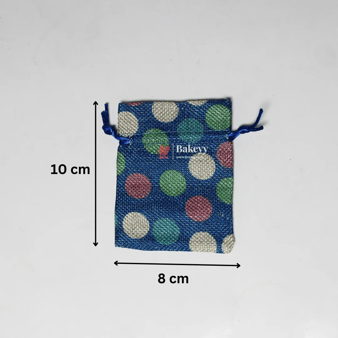 8x10 CM Dot Print | Printed Potli Jute Bag | Gift Return Gifts Bags |  Drawstring Bags | Pack Of 10