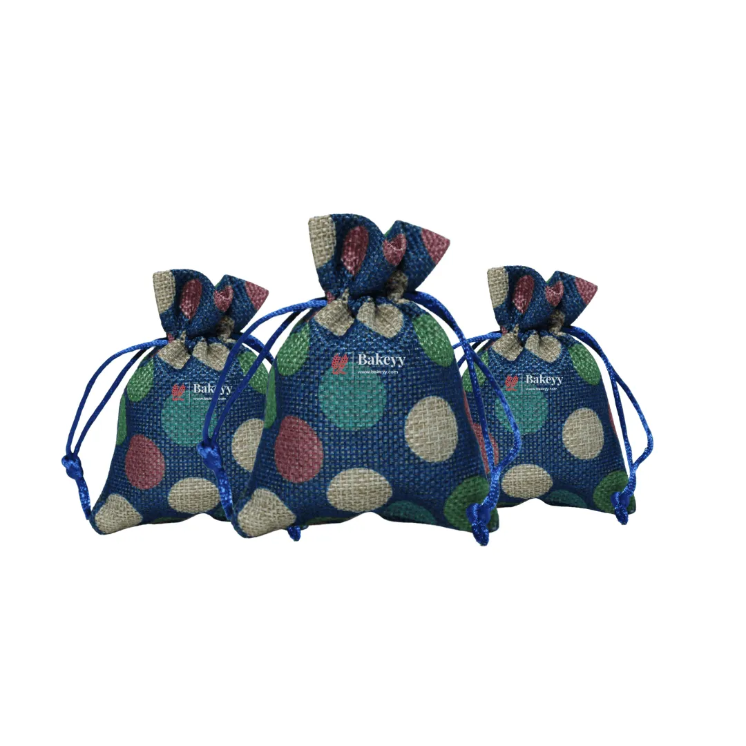 8x10 CM Dot Print | Printed Potli Jute Bag | Gift Return Gifts Bags |  Drawstring Bags | Pack Of 10