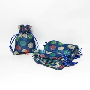 8x10 CM Dot Print | Printed Potli Jute Bag | Gift Return Gifts Bags |  Drawstring Bags | Pack Of 10