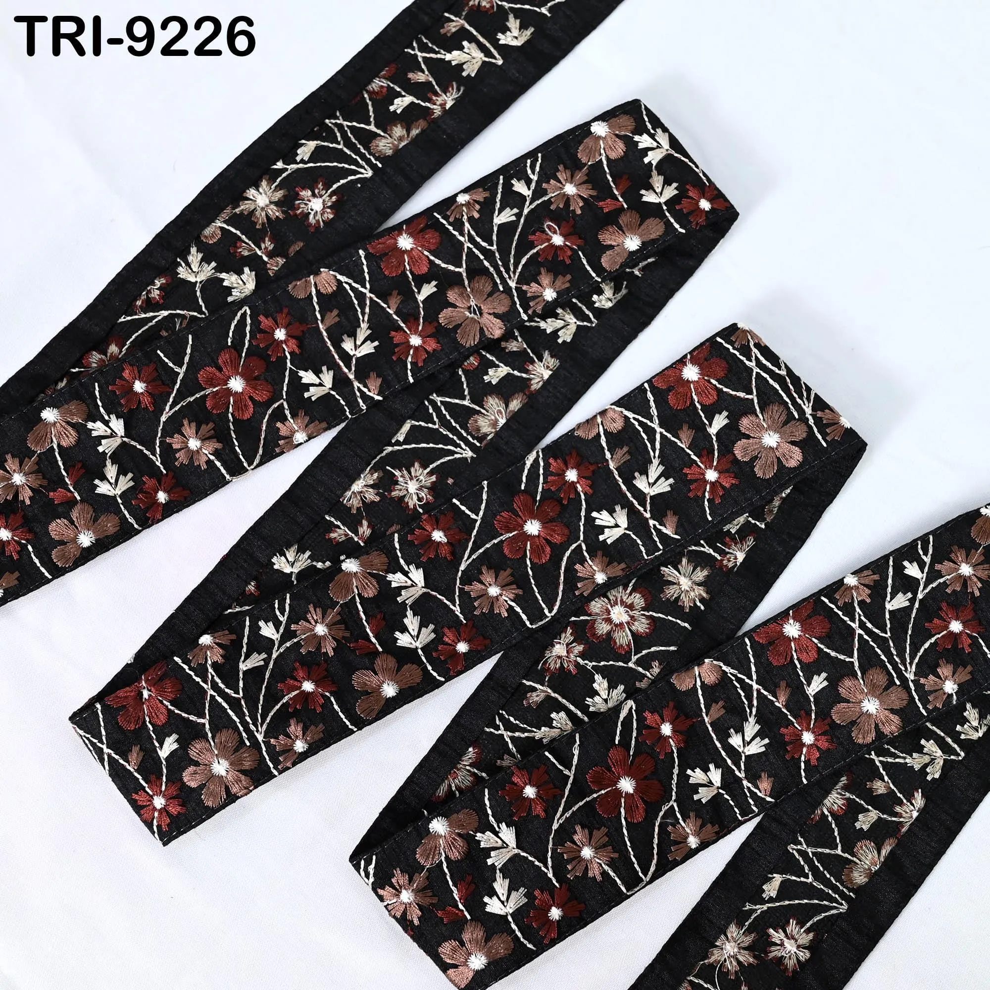 9 Yard Brown 5cm Embroidery Sari Border Trims Tapes Embroidered Saree Ribbons Victorian Junk Journals Sewing Costumes Crafting Shoe making
