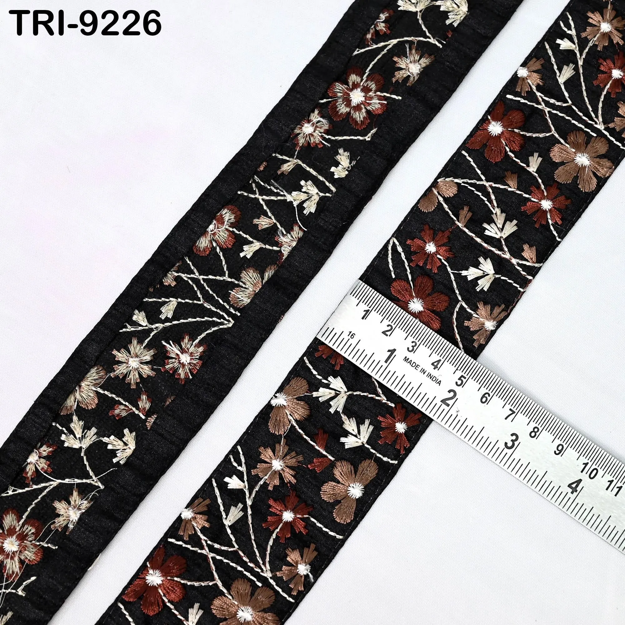 9 Yard Brown 5cm Embroidery Sari Border Trims Tapes Embroidered Saree Ribbons Victorian Junk Journals Sewing Costumes Crafting Shoe making