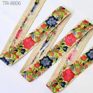 9 Yard Coral Embroidery 30 mm Ribbons Trims Embroidered Border Victorian Theatrical Costumes Crafting Christmas  Ornaments Embellishments