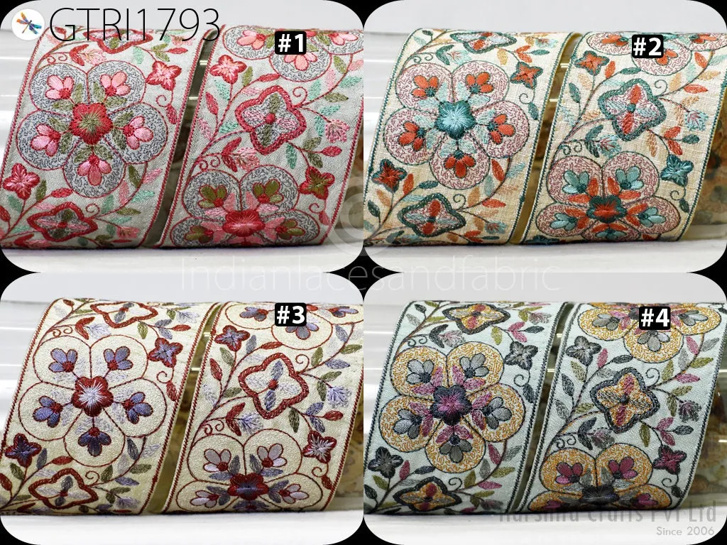 9 Yard Embroidered 7CM Trim Indian Sari Border DIY Crafting Fabric Saree Sewing Decorative Beach Tote Bags Trimmings Ribbons Home Decor