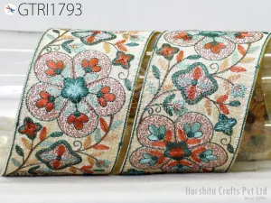 9 Yard Embroidered 7CM Trim Indian Sari Border DIY Crafting Fabric Saree Sewing Decorative Beach Tote Bags Trimmings Ribbons Home Decor