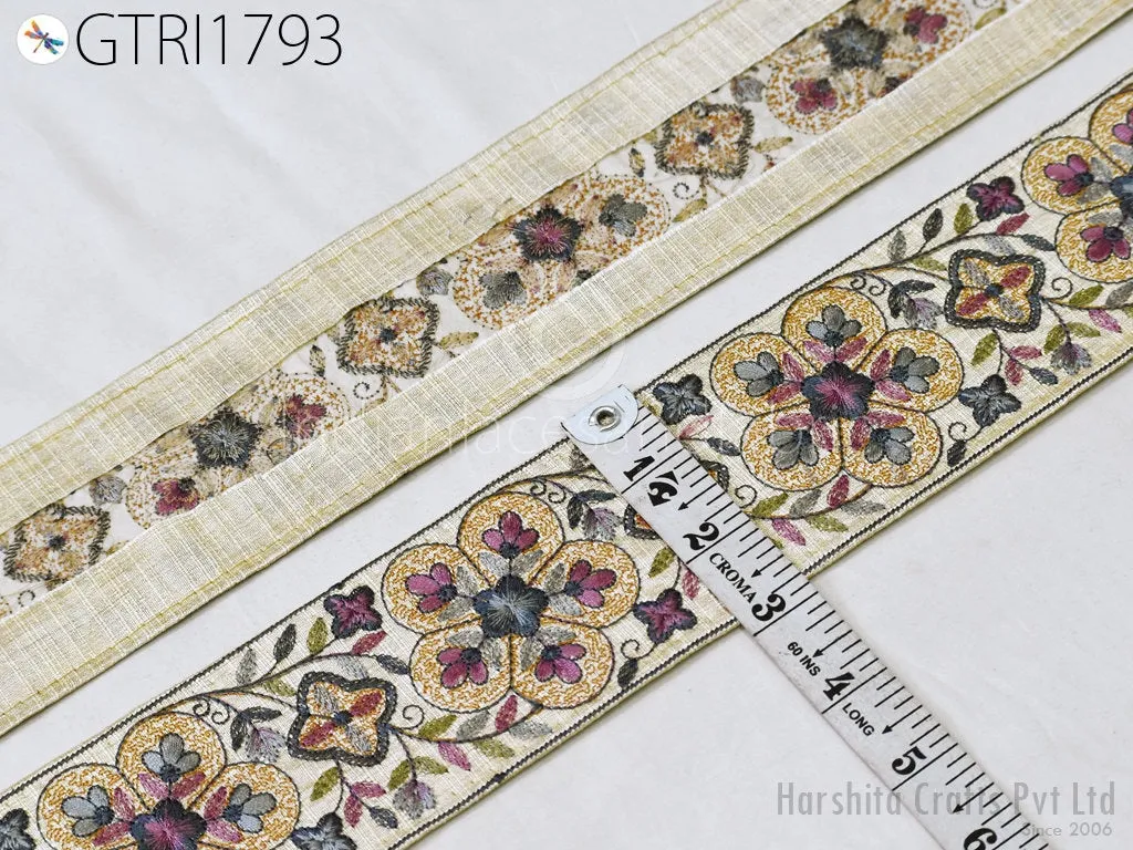 9 Yard Embroidered 7CM Trim Indian Sari Border DIY Crafting Fabric Saree Sewing Decorative Beach Tote Bags Trimmings Ribbons Home Decor