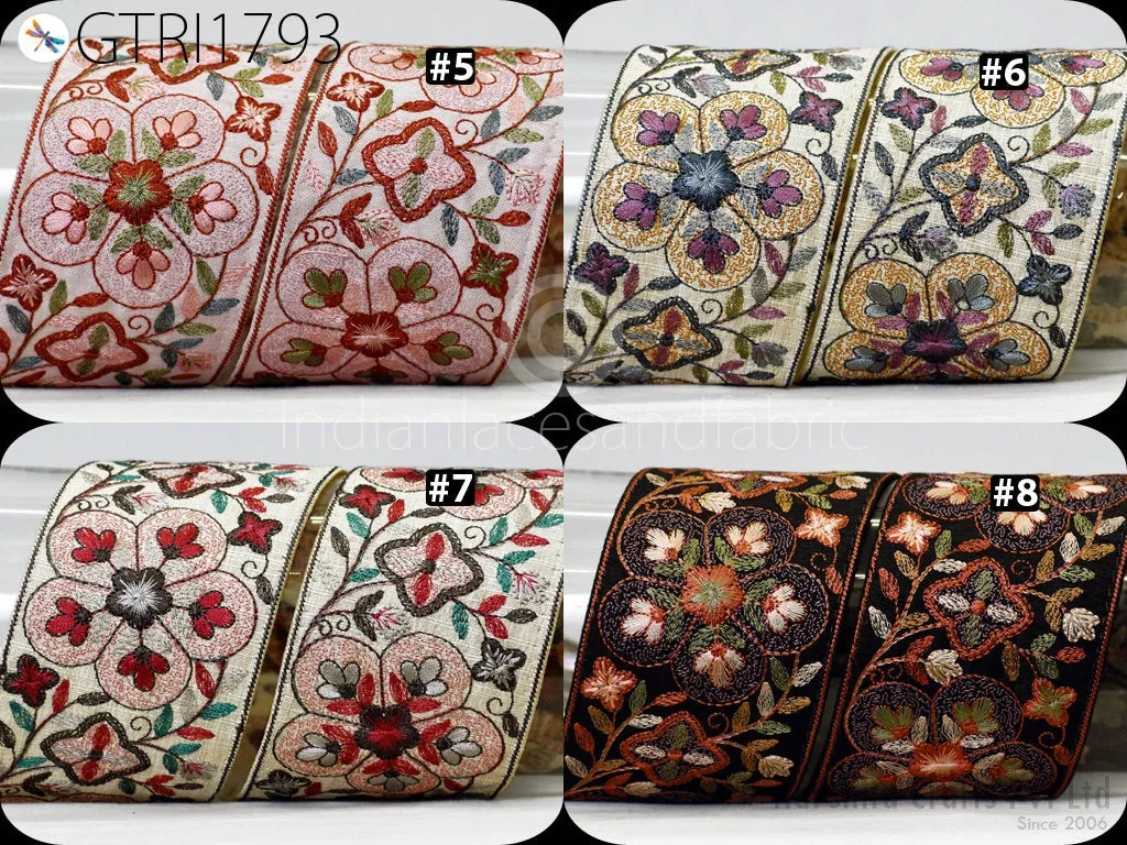 9 Yard Embroidered 7CM Trim Indian Sari Border DIY Crafting Fabric Saree Sewing Decorative Beach Tote Bags Trimmings Ribbons Home Decor