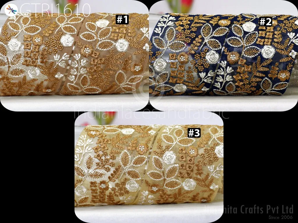 9 Yard Embroidered 85mm Ribbon Trim Sewing Indian Sari Border DIY Crafting Fabric Saree Sewing Decorative Beach Tote Bag Trimming Home Decor