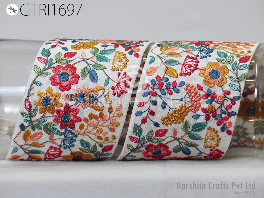 9 Yard Embroidered 8cm Trim Dress Indian Lehenga Sari Border DIY Crafting Saree Sewing Decorative Beach Bags Trimmings Ribbons Home Decor