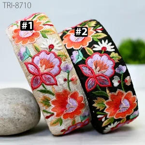 9 Yard Embroidery 45mm Ribbon Orange Trim Tape Embellish Embroidered Saree Border Costume Crafting Sewing Beach Bag Tote Pouche Wall Hanging