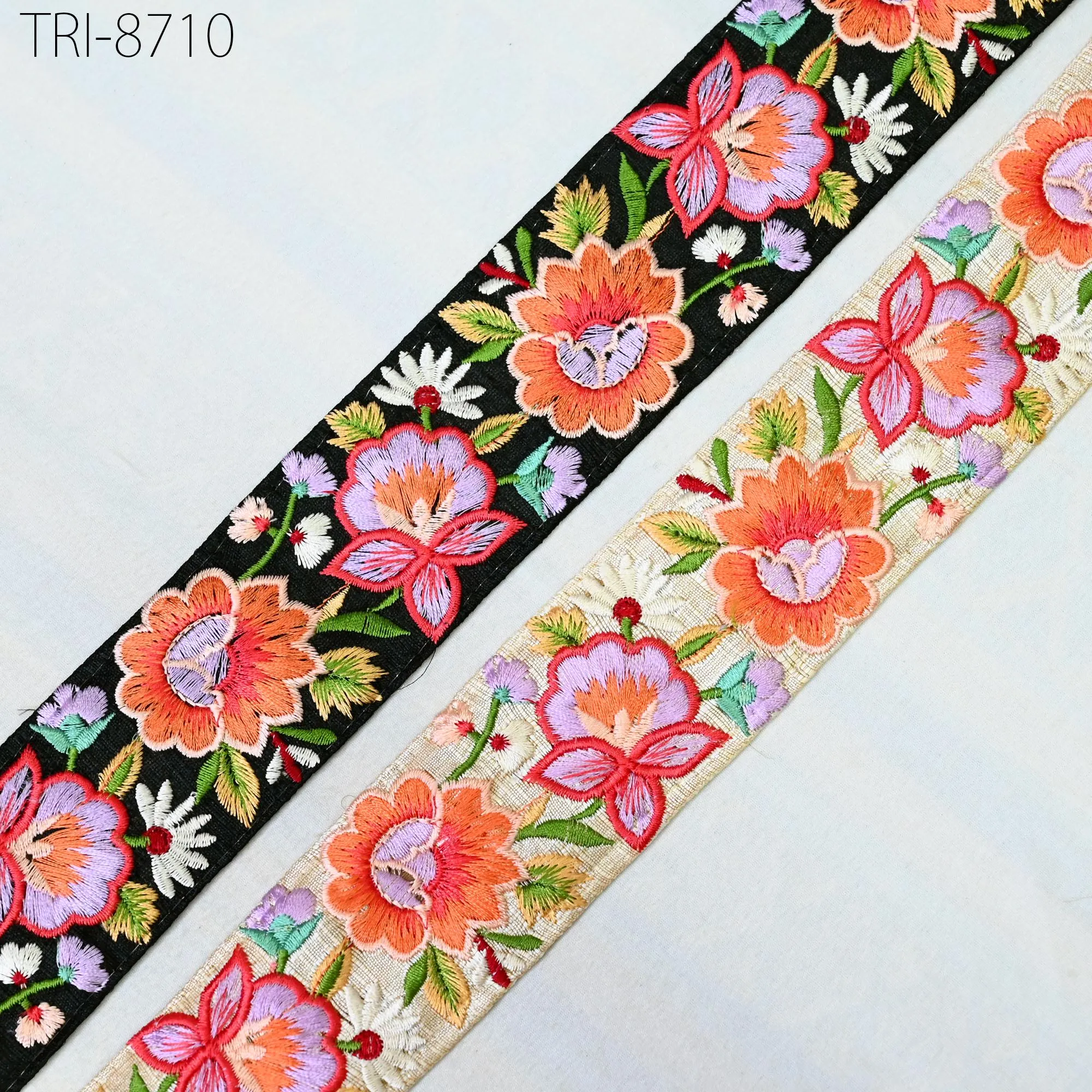 9 Yard Embroidery 45mm Ribbon Orange Trim Tape Embellish Embroidered Saree Border Costume Crafting Sewing Beach Bag Tote Pouche Wall Hanging