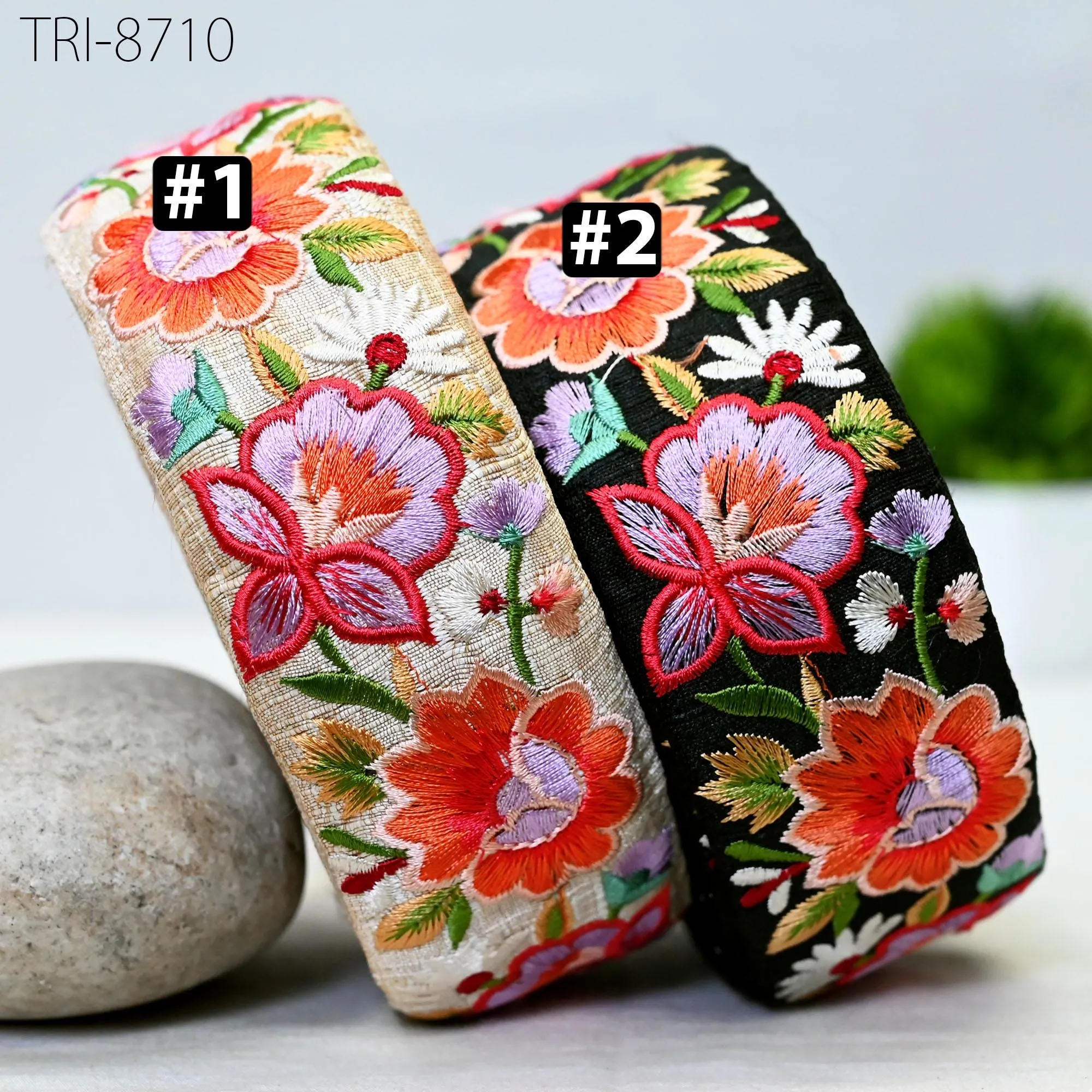 9 Yard Embroidery 45mm Ribbon Orange Trim Tape Embellish Embroidered Saree Border Costume Crafting Sewing Beach Bag Tote Pouche Wall Hanging