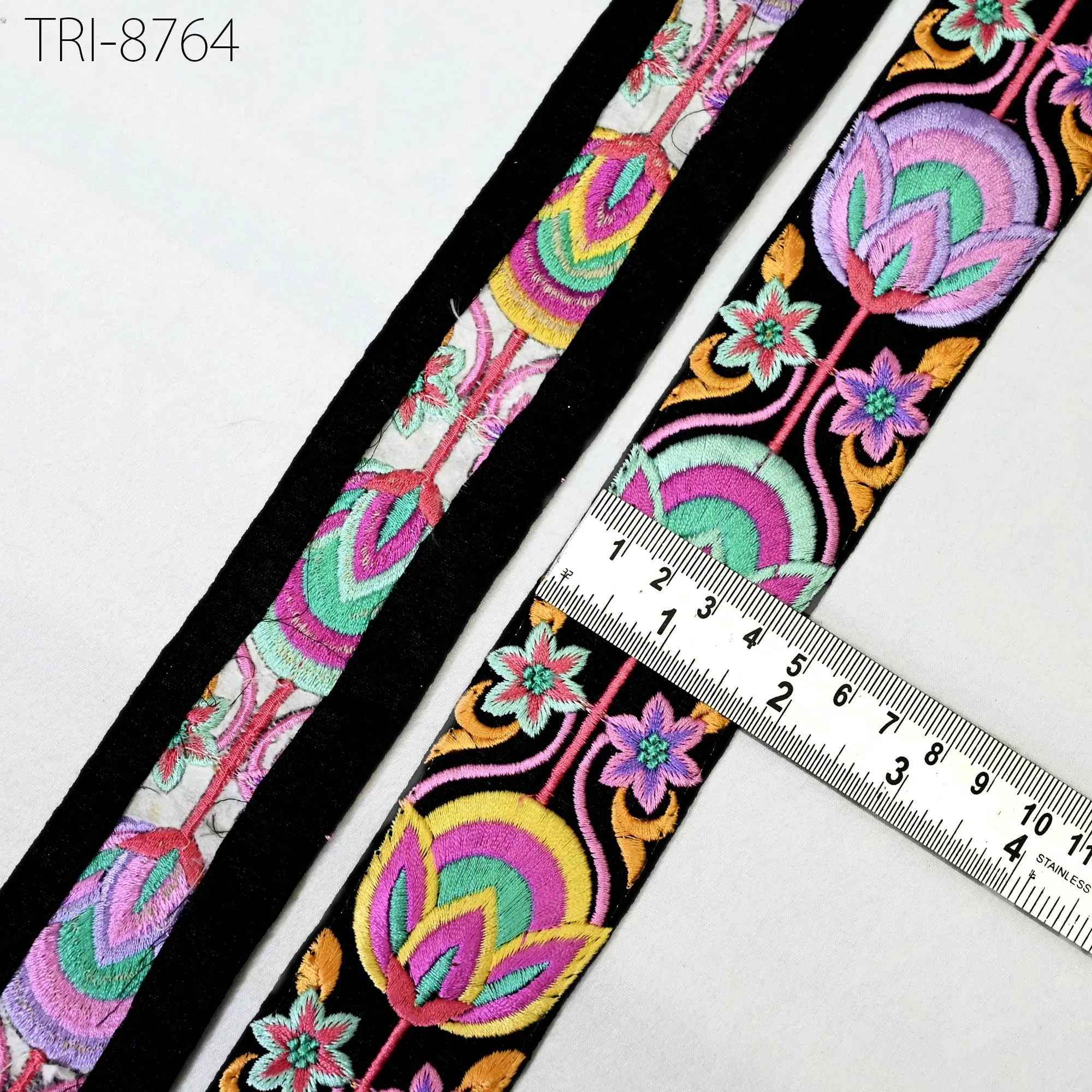 9 Yard Embroidery 45mm Ribbons Trims Tape Embellish Embroidered Saree Border Sewing Theatrical Costumes Crafting Wreaths Holidays Decoration