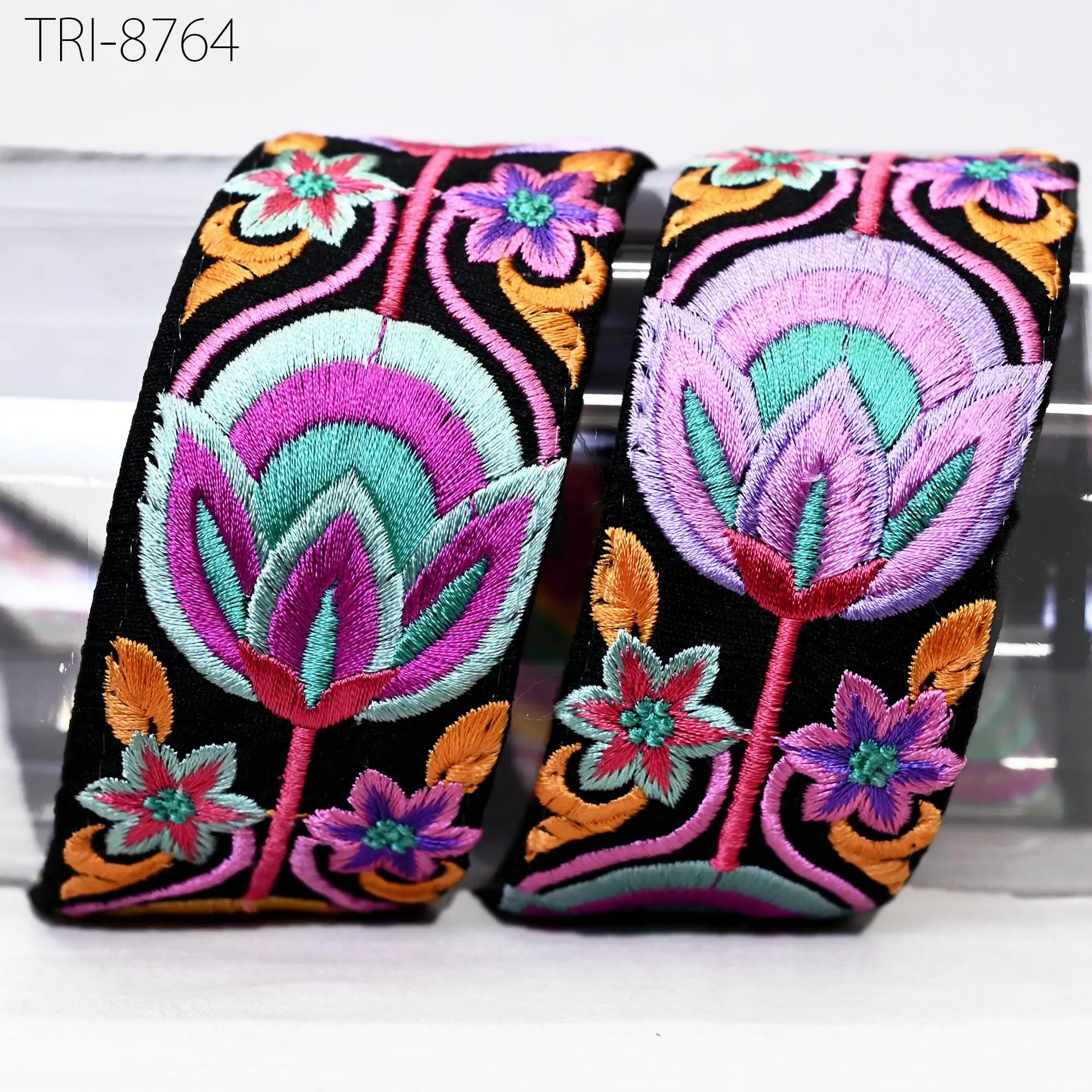 9 Yard Embroidery 45mm Ribbons Trims Tape Embellish Embroidered Saree Border Sewing Theatrical Costumes Crafting Wreaths Holidays Decoration