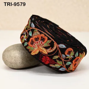 9 Yard Embroidery 5cm Ribbon Beige Trim Tape Embellish Embroidered Saree Border Costume Crafting Sewing Beach Bag Tote Pouche Wall Hanging