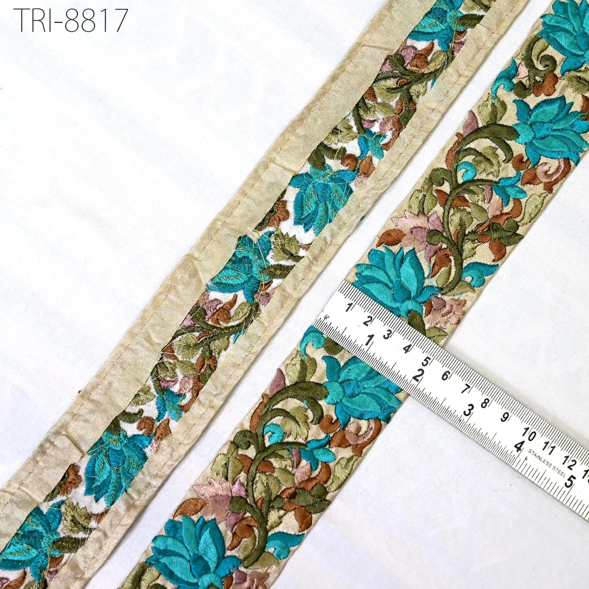 9 Yard Embroidery Fabric 5cm Trims Embellish for Footwear Making Embroidered Ribbons Sewing Crafting Border Indian Home Decor Curtains Laces