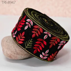 9 Yard Embroidery Red Ribbons Fabric Trim 6cm Indian Embroidered DIY Crafting Border Sewing Tote Bag Shoe Making Costumes Holiday Ornaments