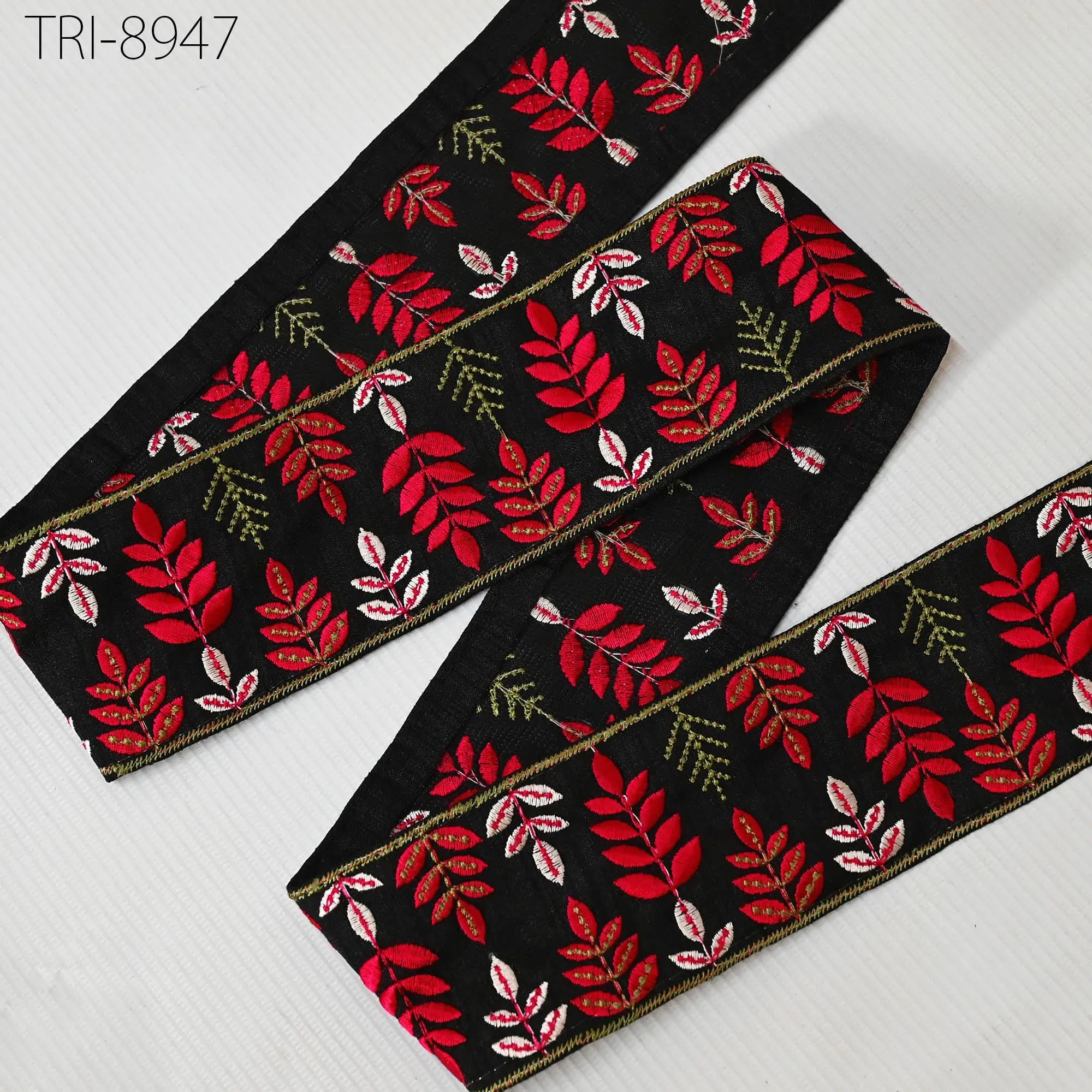 9 Yard Embroidery Red Ribbons Fabric Trim 6cm Indian Embroidered DIY Crafting Border Sewing Tote Bag Shoe Making Costumes Holiday Ornaments