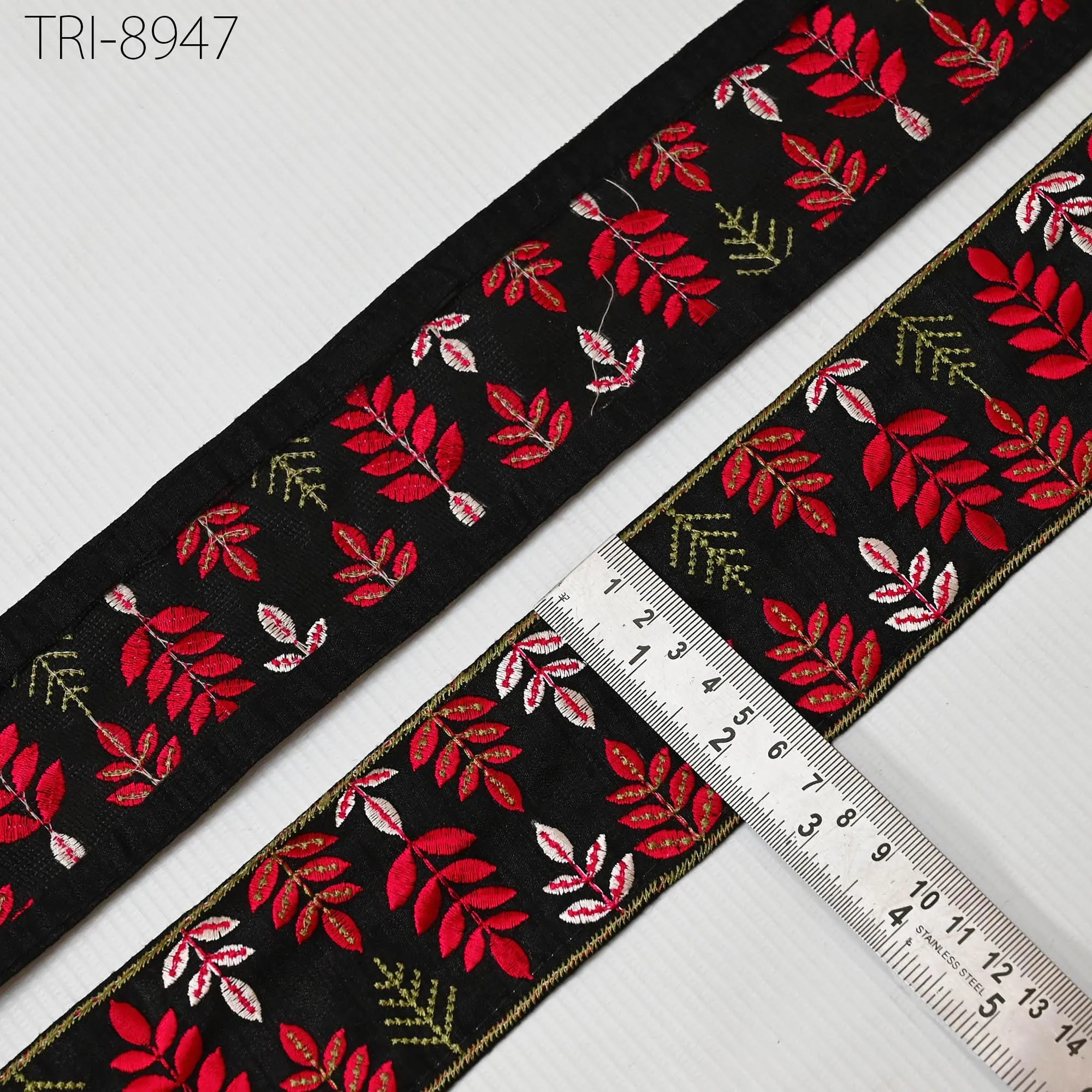 9 Yard Embroidery Red Ribbons Fabric Trim 6cm Indian Embroidered DIY Crafting Border Sewing Tote Bag Shoe Making Costumes Holiday Ornaments