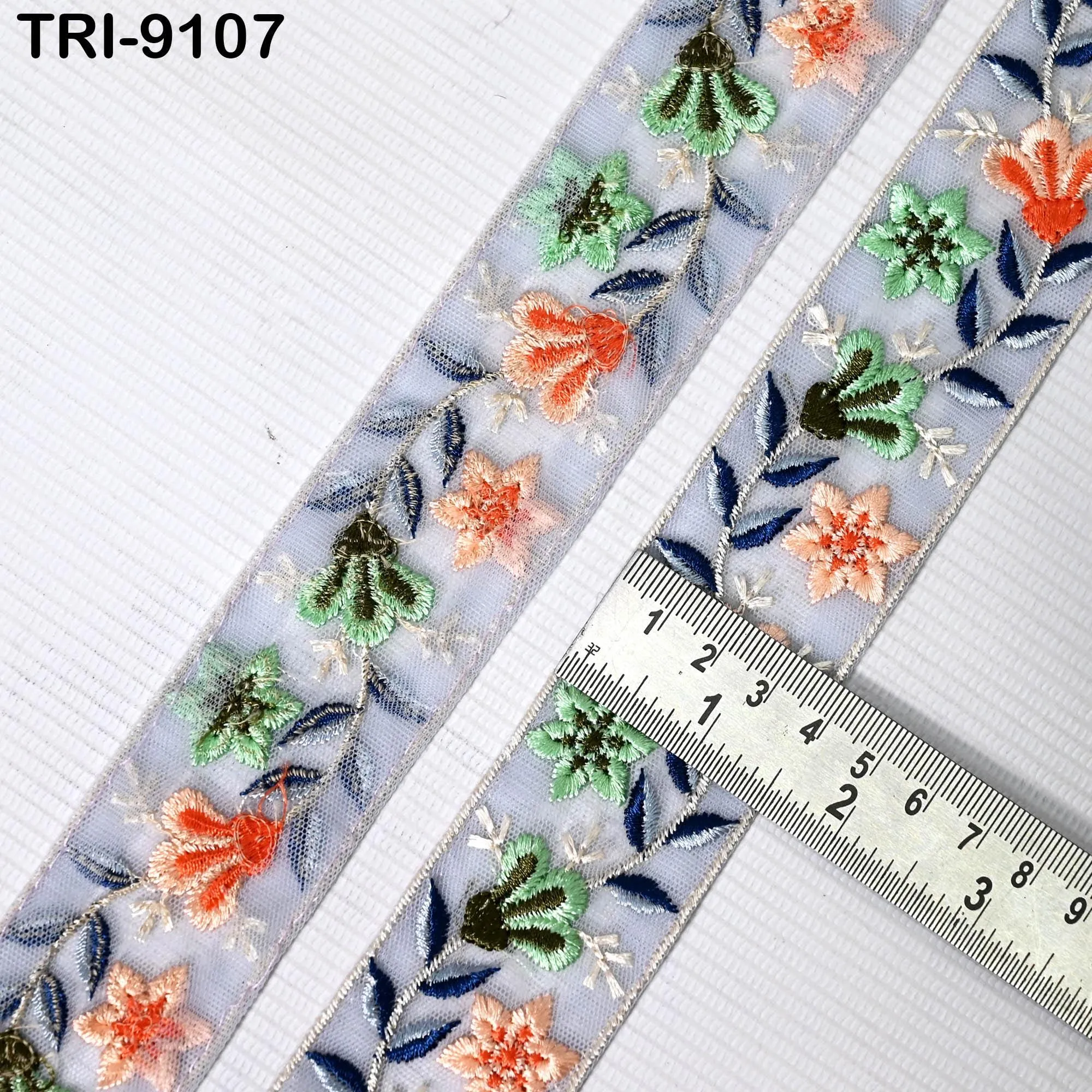 9 Yard Embroidery Trim Fabric 4cm Embellishment Sari Ribbon Sewing DIY Crafting Border Indian Embroidered Trimming Cushion Laces Home Decor