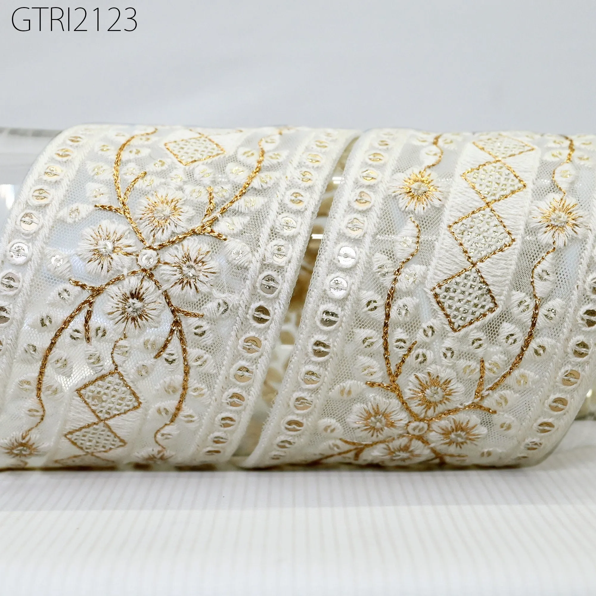 9 Yard Indian 7cm Embroidered Fabric Ribbon Trim Embellishment Cushions DIY Crafting Sewing Sari Border Wedding Saree Tape Embroidery Dress