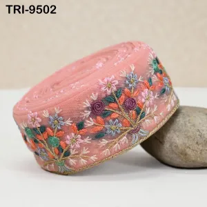 9 Yard Indian Embroidery Trim Embroidered Saree Ribbon Sari Embellishments Cushions Sewing Crafting Trimmings Curtains Headbands Border 65mm