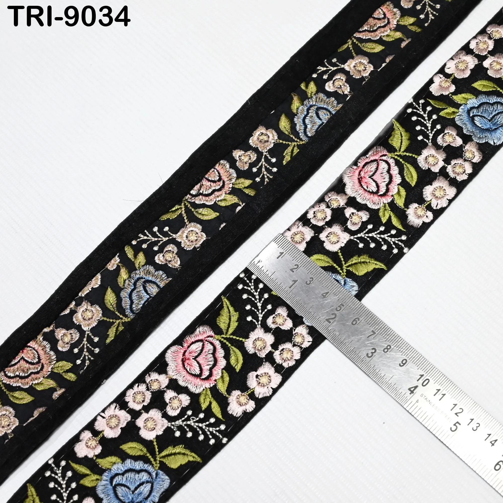9 Yard Indian Ribbon Embellishment Embroidery Fabric 5cm Trim Embroidered Dog Collars Crafting Costumes Wedding Dress Beach Bag, Shoe making
