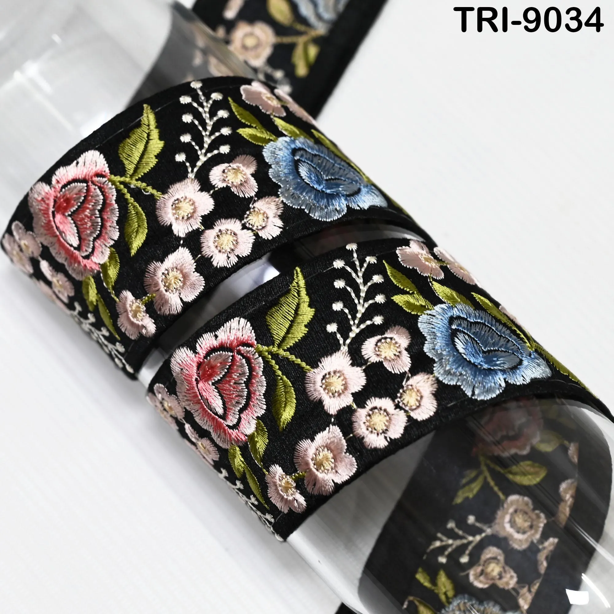9 Yard Indian Ribbon Embellishment Embroidery Fabric 5cm Trim Embroidered Dog Collars Crafting Costumes Wedding Dress Beach Bag, Shoe making