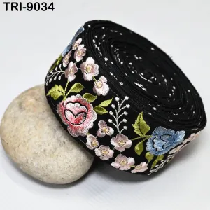 9 Yard Indian Ribbon Embellishment Embroidery Fabric 5cm Trim Embroidered Dog Collars Crafting Costumes Wedding Dress Beach Bag, Shoe making