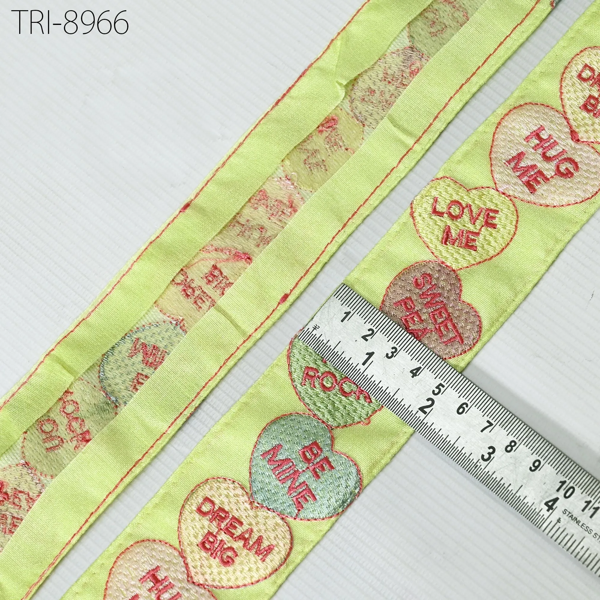 9 Yard Lime Embroidery 5cm Ribbon Indian Sari Border Embroidered Disney Princess DIY Crafting Sewing Dog Collar Tote Bags Holidays Decor