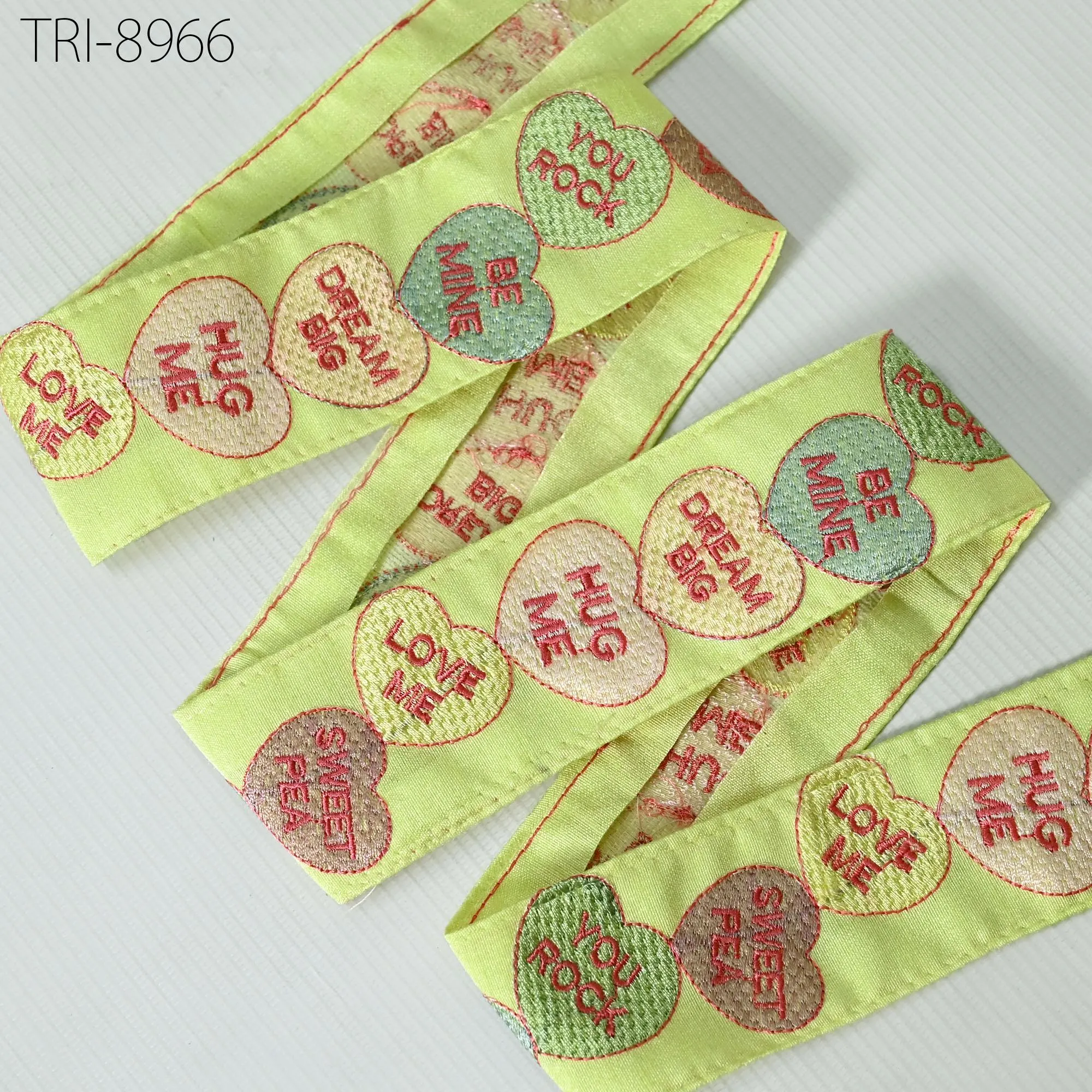 9 Yard Lime Embroidery 5cm Ribbon Indian Sari Border Embroidered Disney Princess DIY Crafting Sewing Dog Collar Tote Bags Holidays Decor