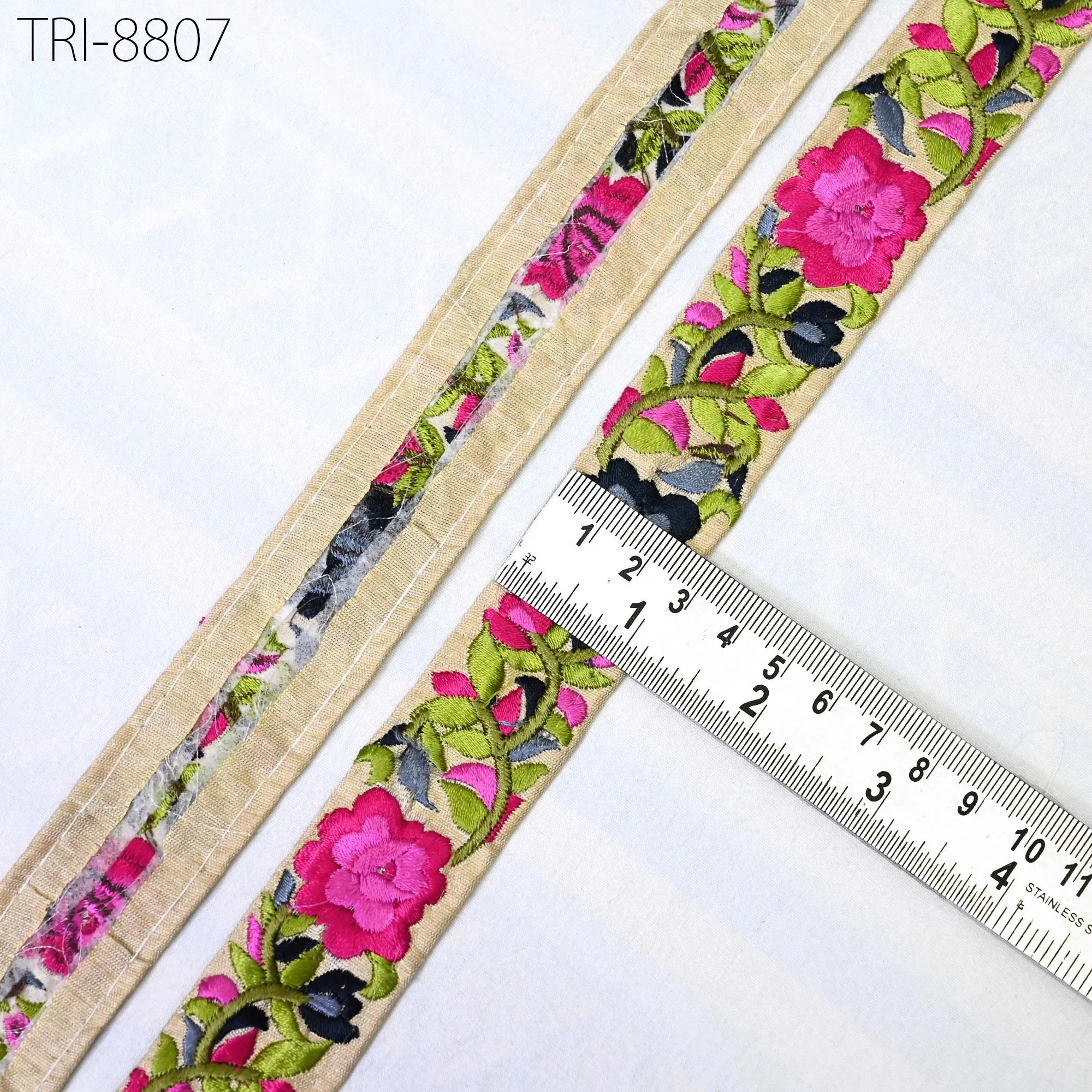9 Yard Magenta 30mm Embroidery Ribbons Trims Embroidered Border Tote Bags Theatrical Costumes Christmas Holiday Ornaments Embellishments