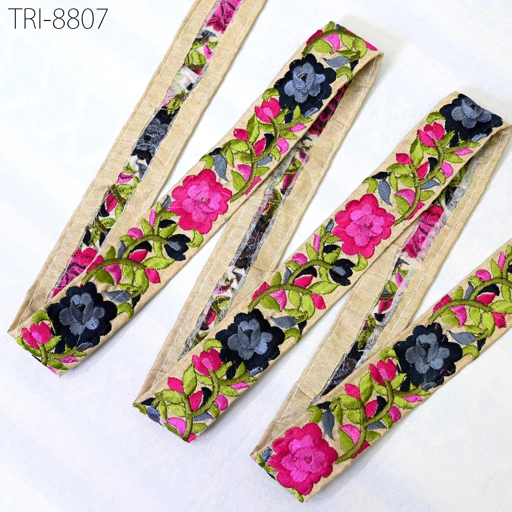 9 Yard Magenta 30mm Embroidery Ribbons Trims Embroidered Border Tote Bags Theatrical Costumes Christmas Holiday Ornaments Embellishments