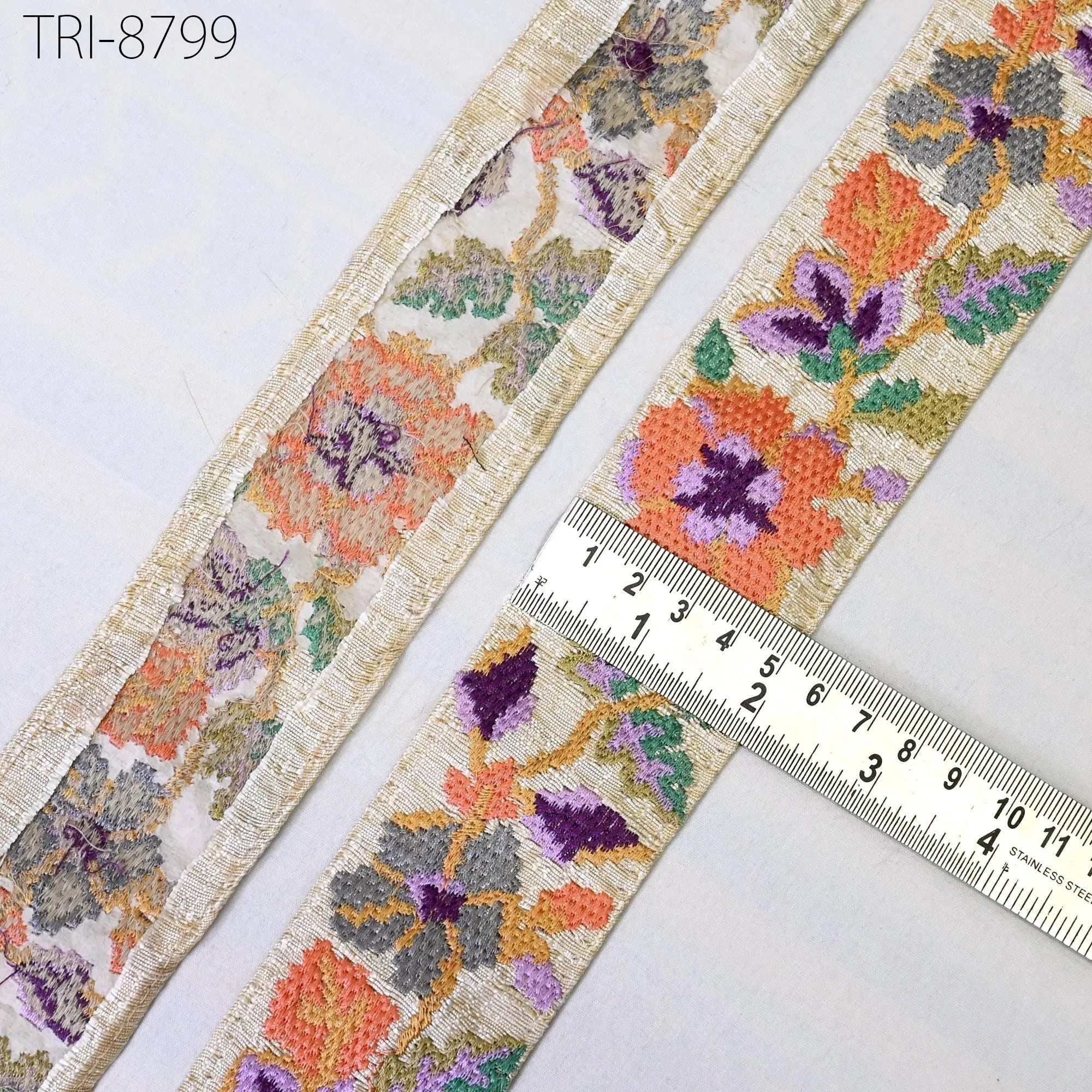9 Yard Orange 5cm Embroidery Ribbon Embellishment Embroidered Saree Border Theatrical Costume Crafting Sewing Beach Bags Tote Wall Hangings