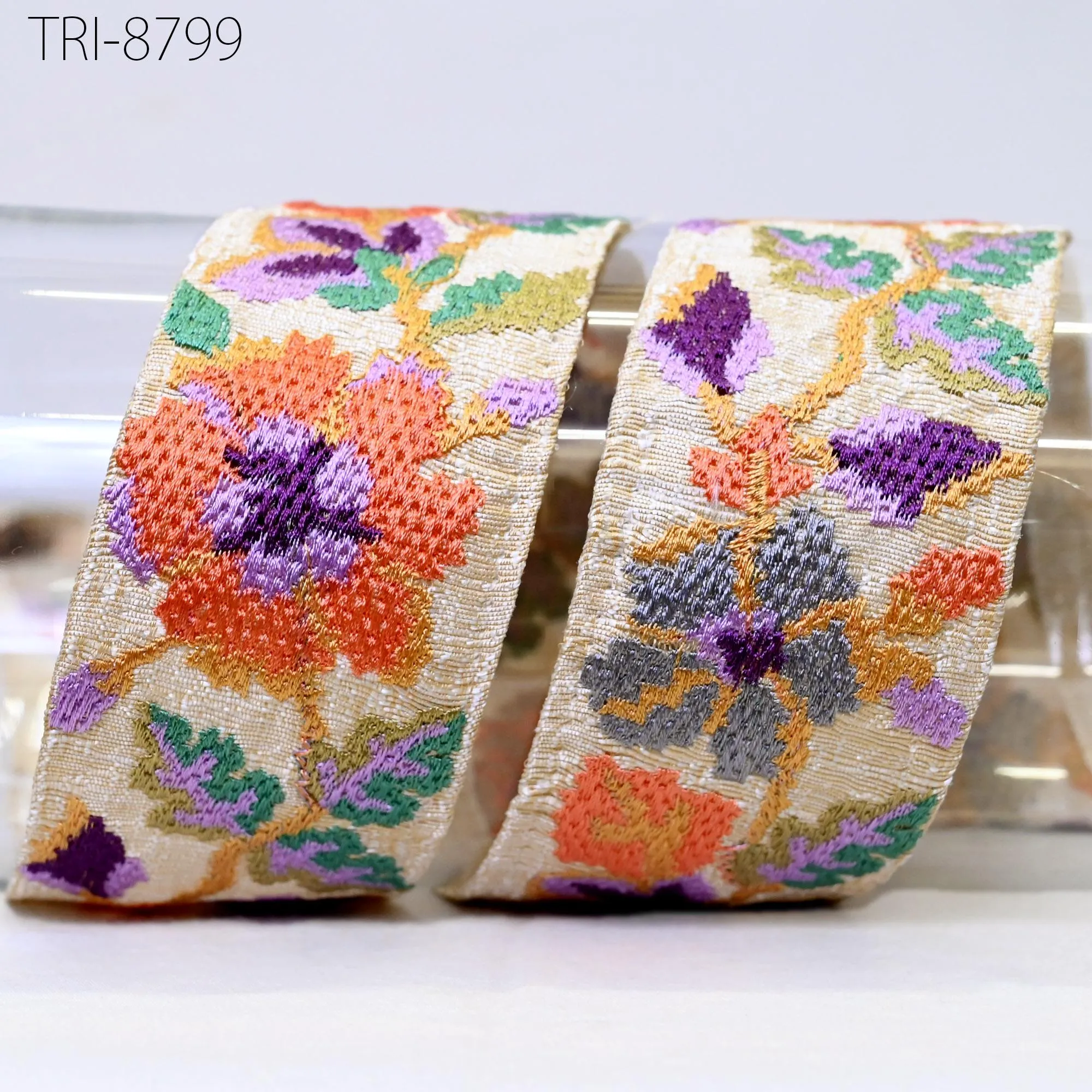 9 Yard Orange 5cm Embroidery Ribbon Embellishment Embroidered Saree Border Theatrical Costume Crafting Sewing Beach Bags Tote Wall Hangings